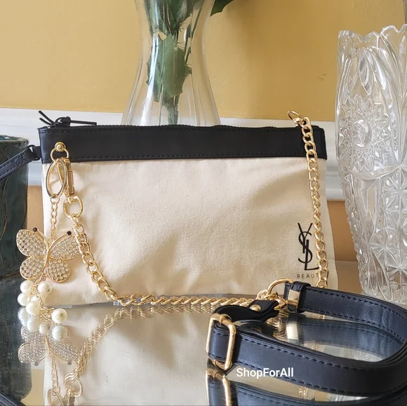 🆕 YSL Cosmetic Pouch to Clutch Crossbody Shoulder Bag Purse